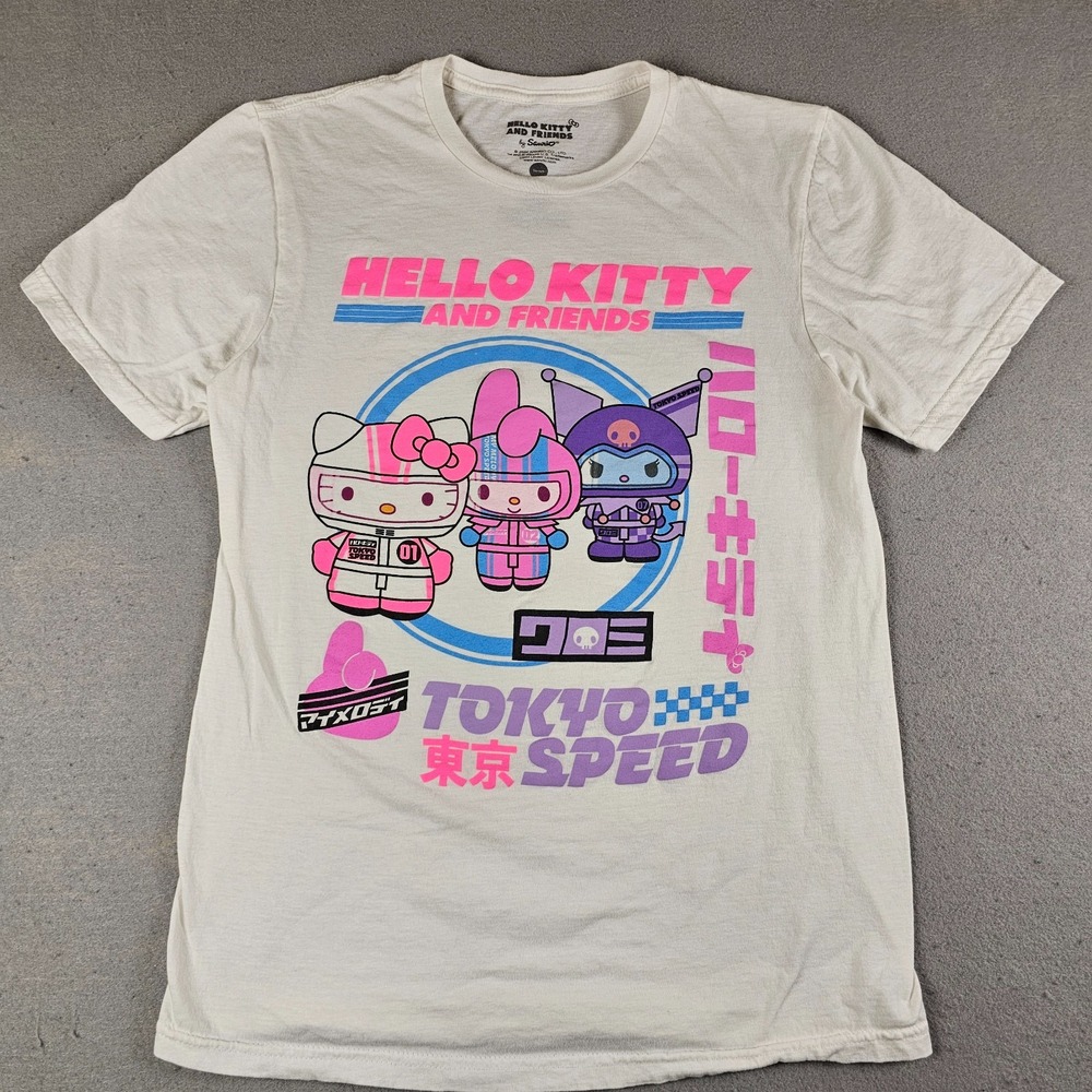 Hello Kitty and Friends Sanrio Tokyo Speed Shirt Mens Small White Short Sleeve
